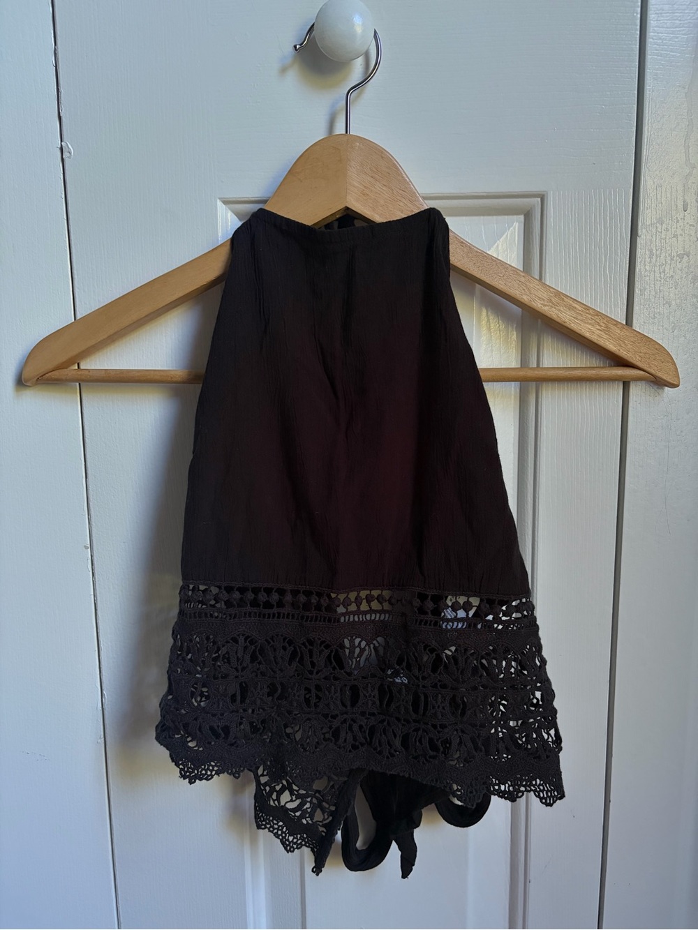 American Eagle Black Lace Tie Up Top